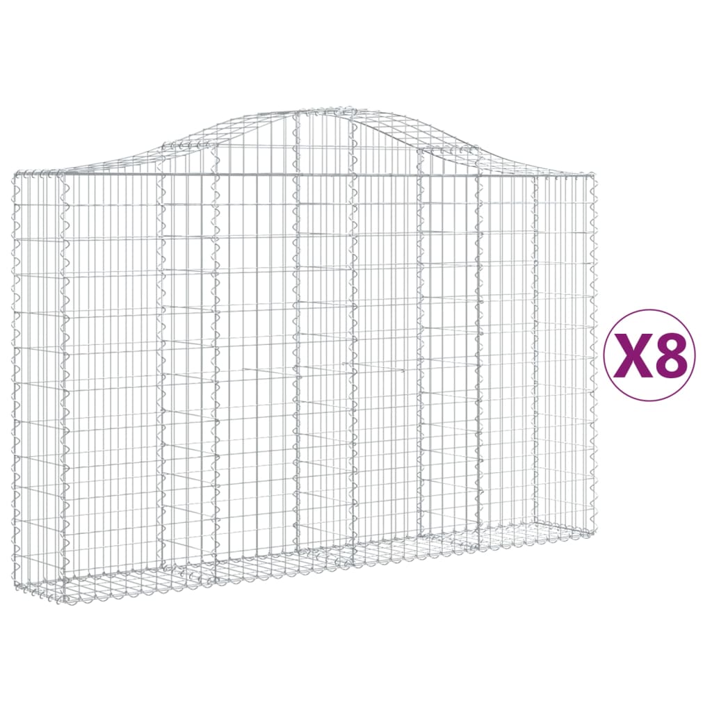 VidaXL Gabionen 8 Stück gebogen 200x30x120 140 cm Eisen