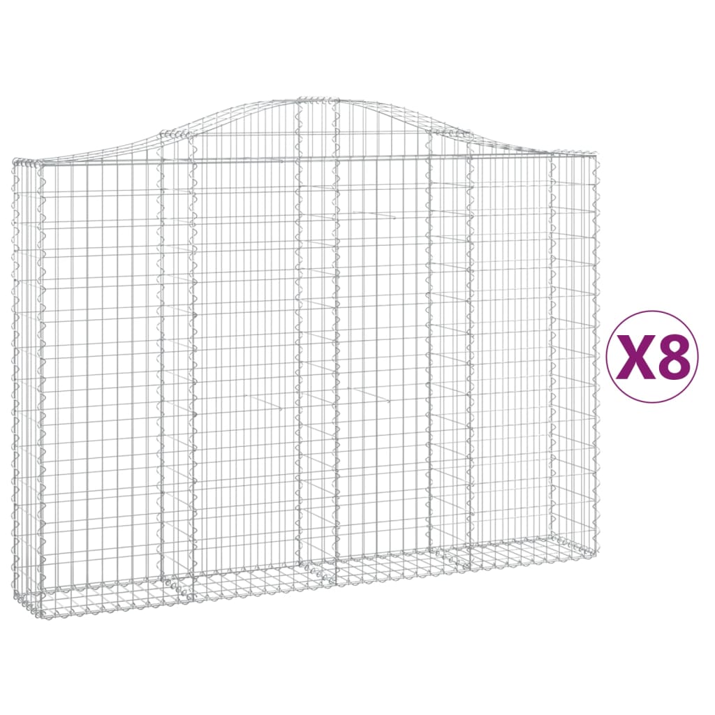 VidaXL Gabionen 8 Stück gebogen 200x30x140 160 cm Eisen