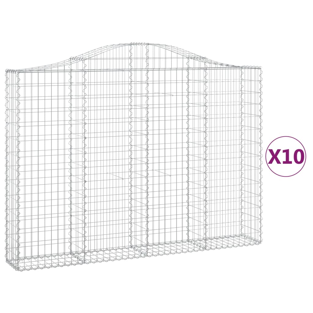 VidaXL Gabionen 10 Stück gebogen 200x30x140 160 cm Eisen