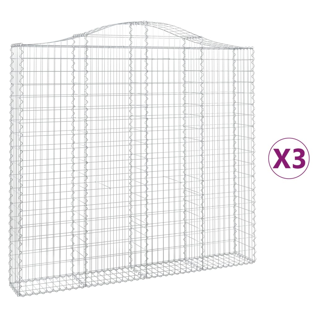 VidaXL Gabionen 3 Stück gebogen 200x30x180 200 cm Eisen
