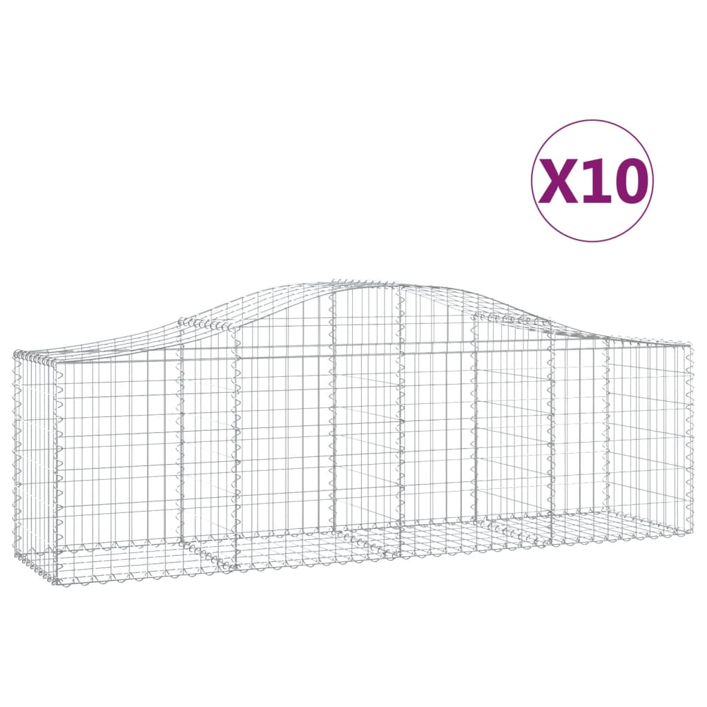 VidaXL Gabionen 10 Stück gebogen 200x50x60 80 cm verzinktes Eisen