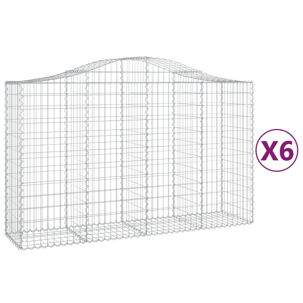 VidaXL Gabionen 6 Stück gebogen 200x50x120 140 cm Eisen