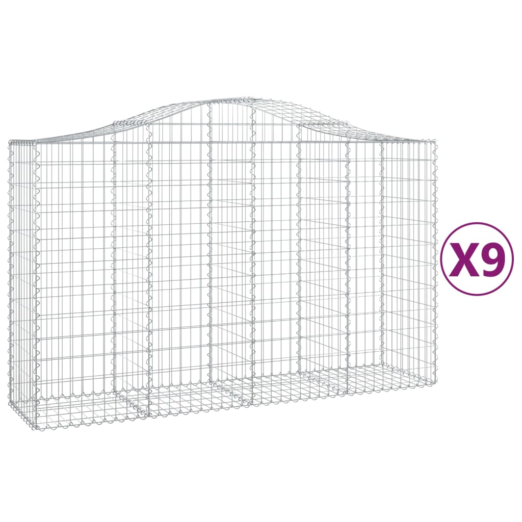 VidaXL Gabionen 9 Stück gebogen 200x50x120 140 cm Eisen