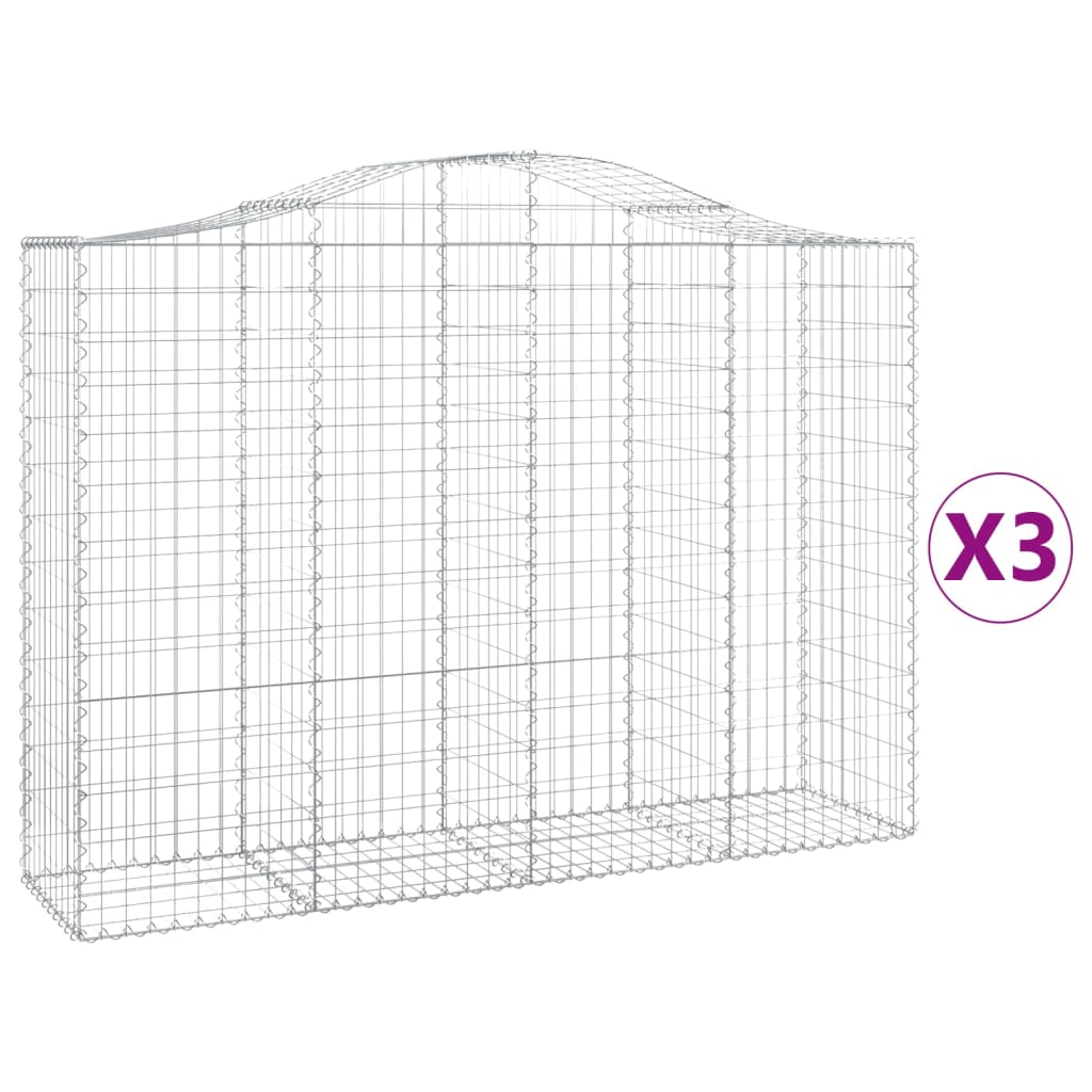 VidaXL Gabionen 3 Stück gebogen 200x50x140 160 cm Eisen