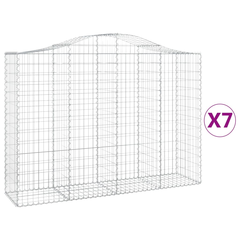 VidaXL Gabionen 7 Stk. gebogen 200x50x140 160 cm Eisen