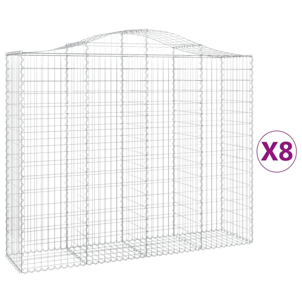 VidaXL Gabionen 8 Stück gebogen 200x50x160 180 cm Eisen