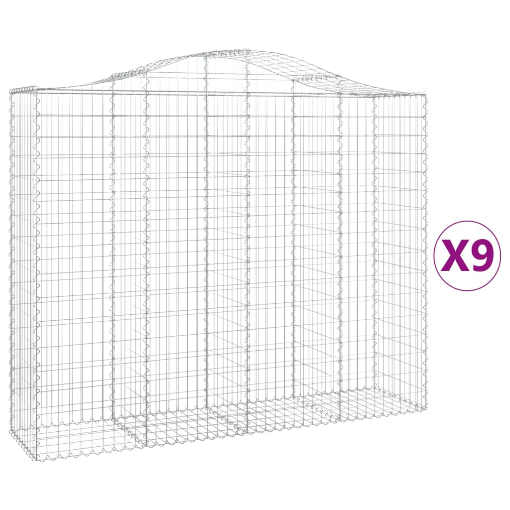 VidaXL Gabionen 9 Stück gebogen 200x50x160 180 cm Eisen