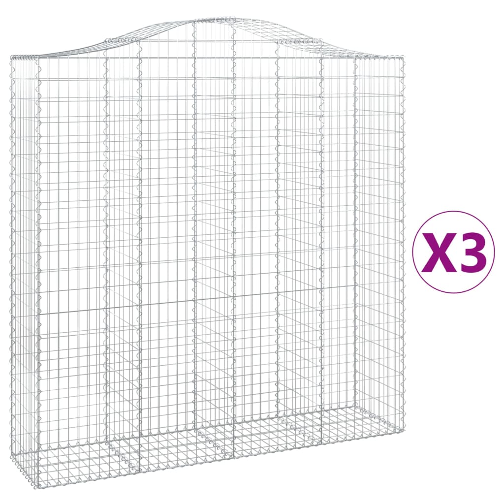 VidaXL Gabionen 3 Stück gebogen 200x50x200 220 cm Eisen