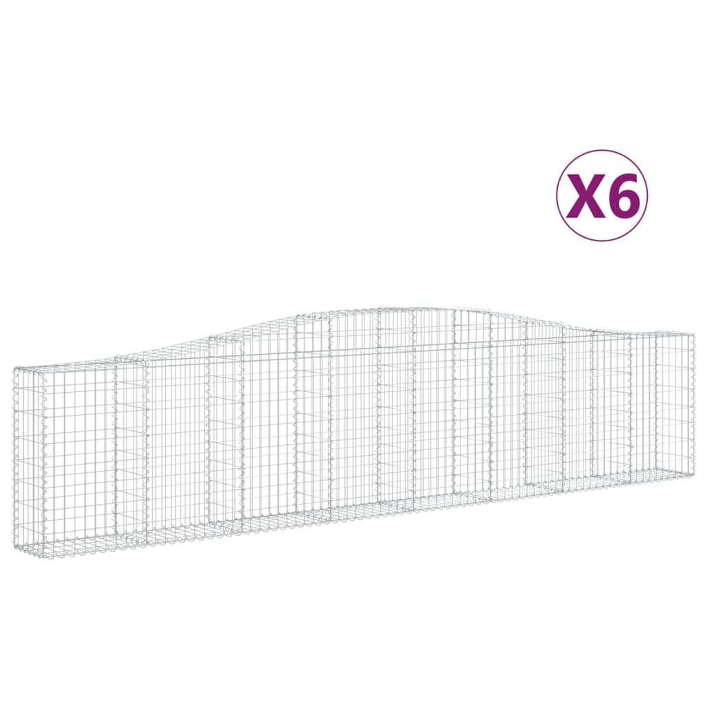 VidaXL Gabionen 6 Stück gebogen 400x30x80 100 cm Eisen