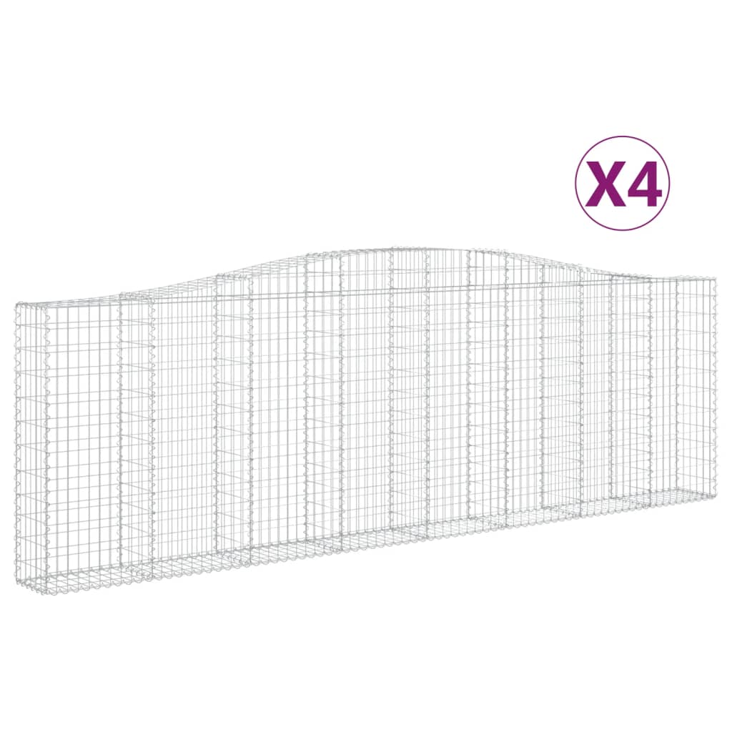 VidaXL Gabionen 4 Stück gebogen 400x30x120 140 cm Eisen