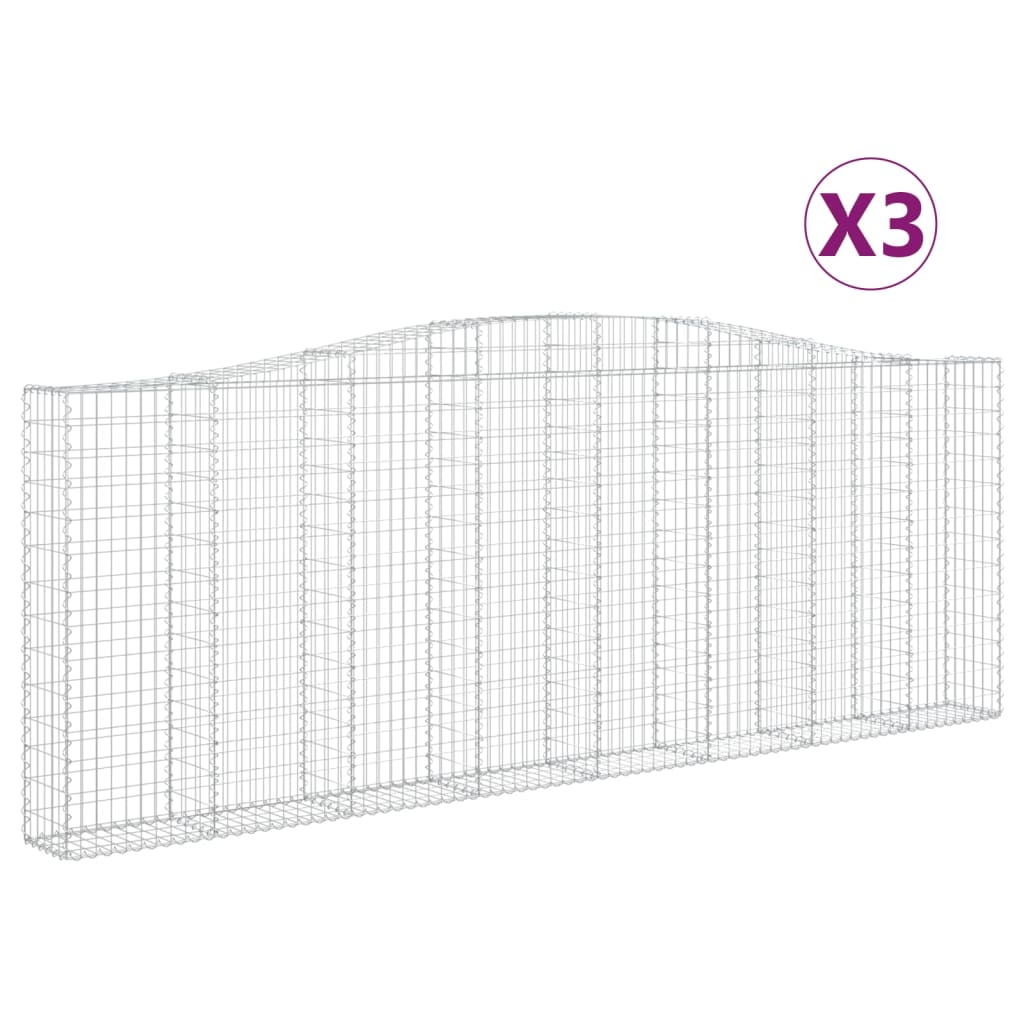 VidaXL Gabionen 3 Stück gebogen 400x30x140 160 cm Eisen