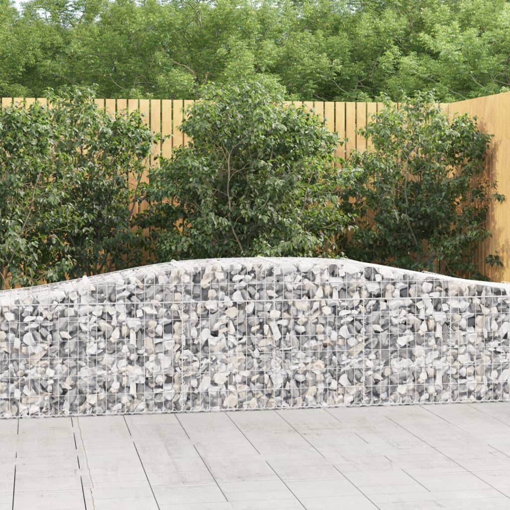VidaXL Gabione 2 Stück gebogen 400x50x60 80 cm verzinktes Eisen