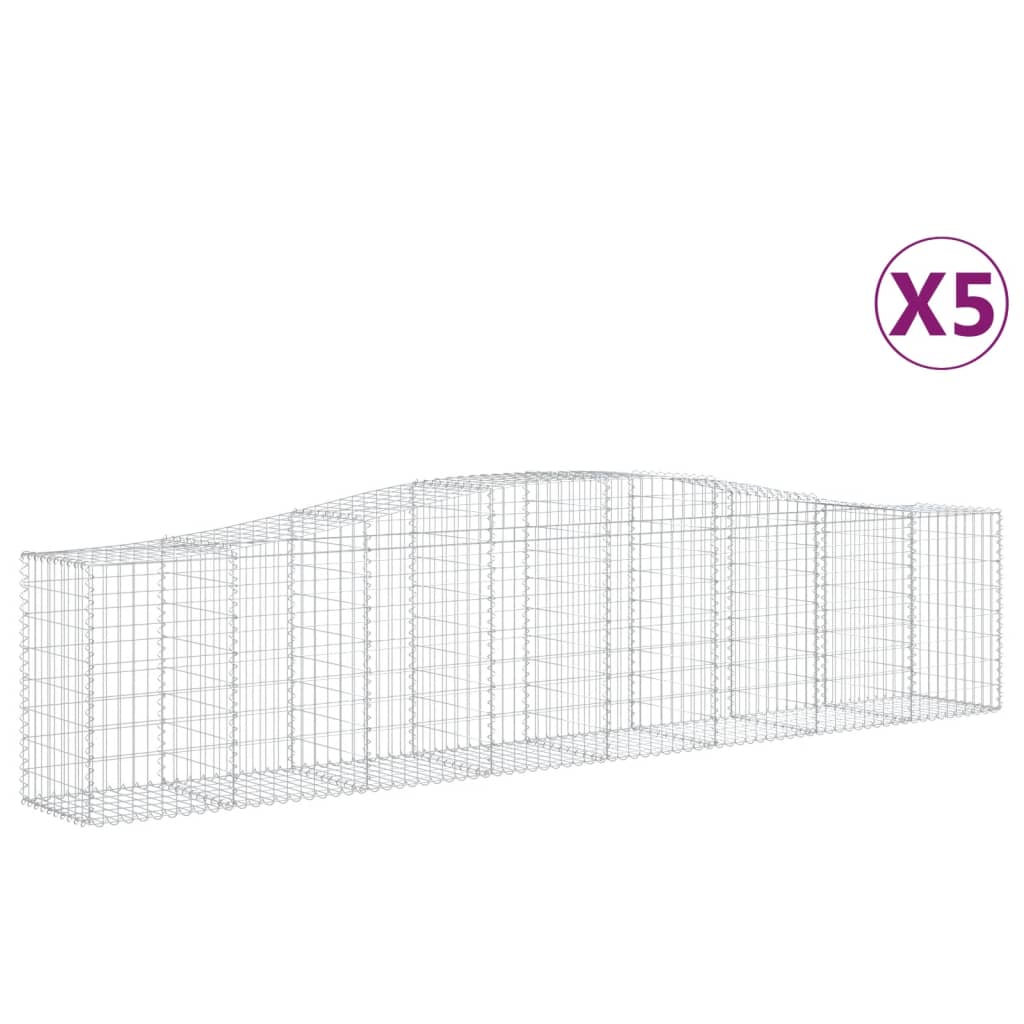 VidaXL Gabionen 5 Stück gebogen 400x50x80 100 cm verzinktes Eisen