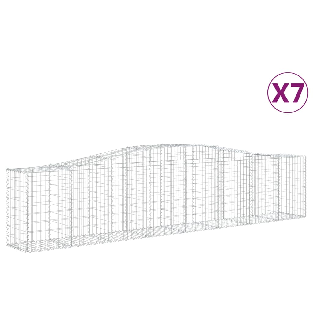VidaXL Gabionen 7 Stück gebogen 400x50x80 100 cm verzinktes Eisen
