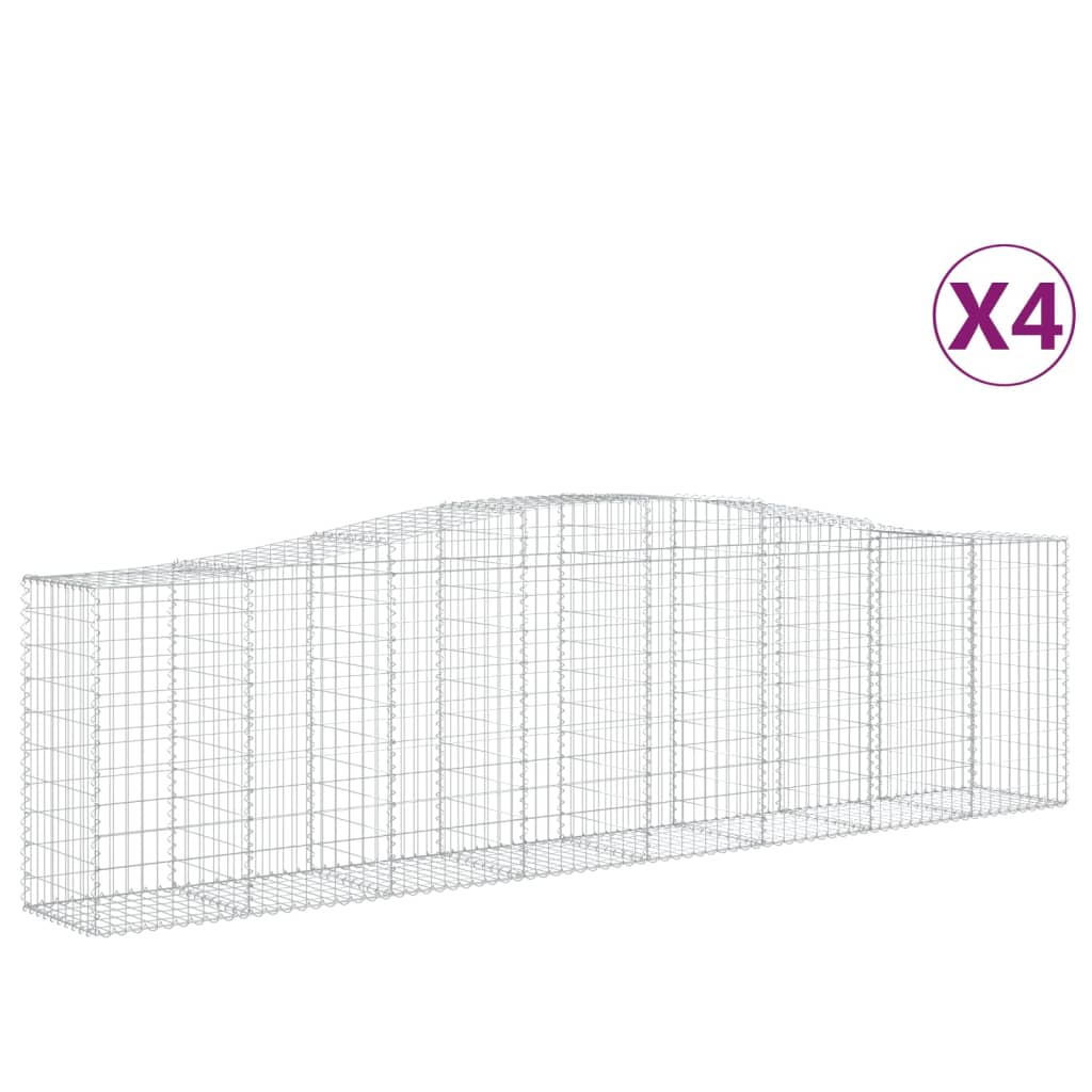 VidaXL Gabionen 4 Stück gebogen 400x50x100 120 cm Eisen