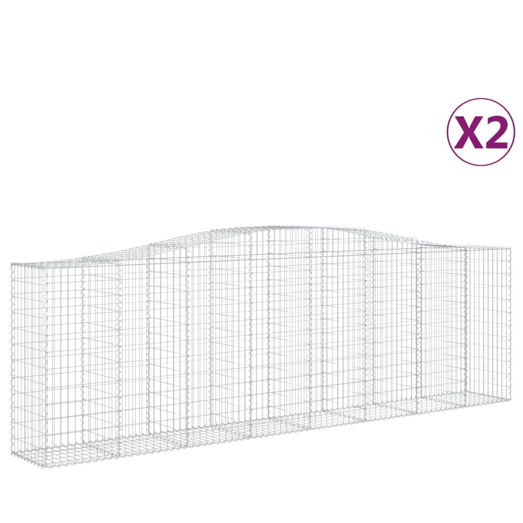 VidaXL Gabionen 2 Stück gebogen 400x50x120 140 cm Eisen