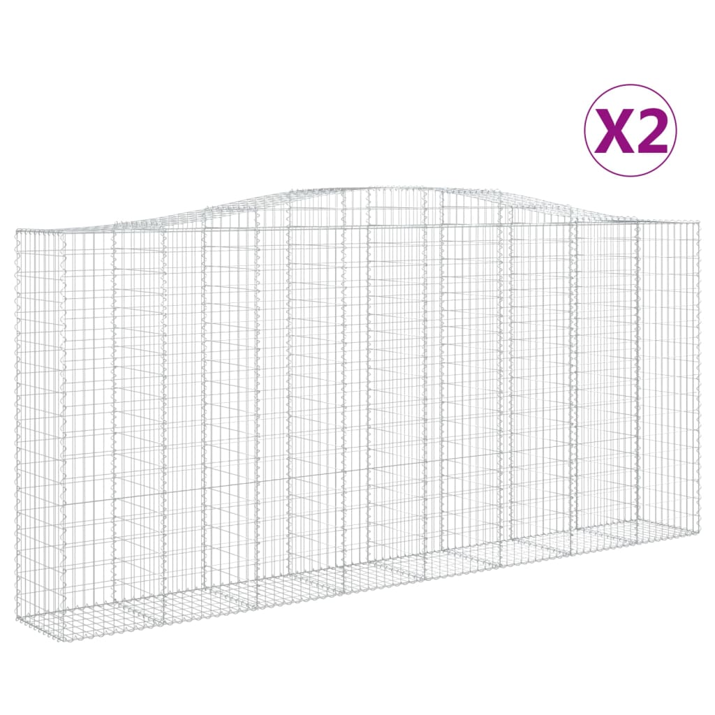 VidaXL Gabionen 2 Stück gebogen 400x50x180 200 cm Eisen