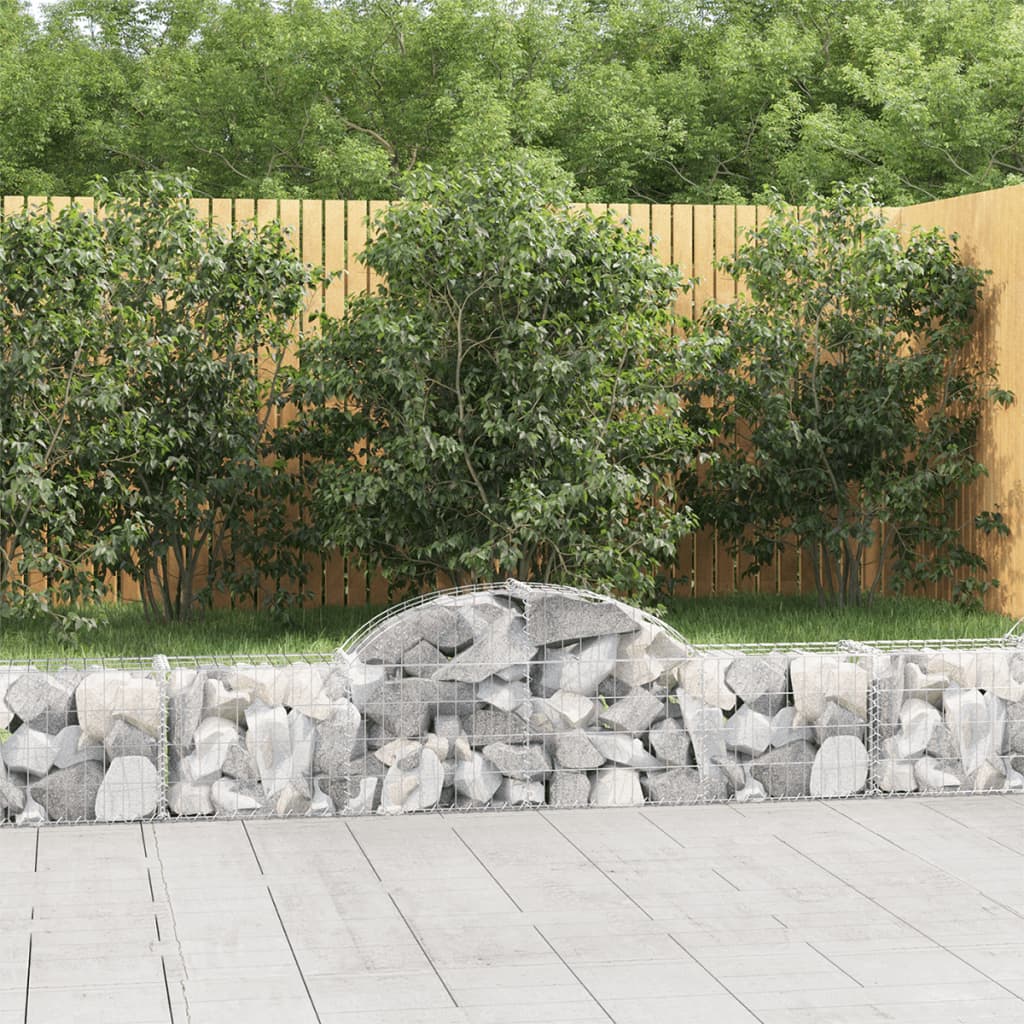 VidaXL Gabionen 7 Stück gebogen 200x30x40 60 cm verzinktes Eisen
