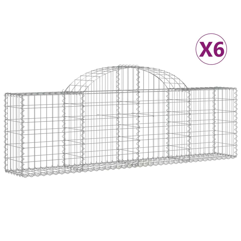 VidaXL Gabionen 6 Stück gebogen 200x30x60 80 cm verzinktes Eisen