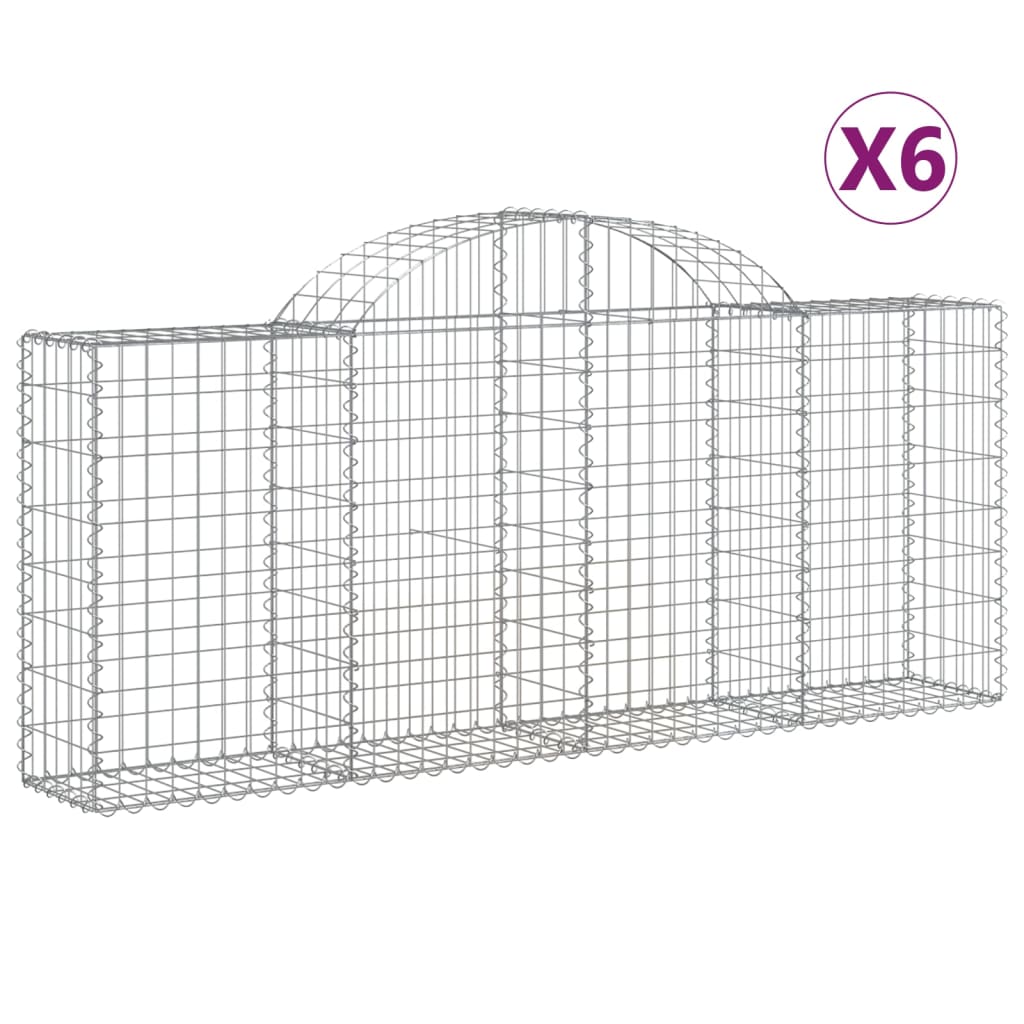 VidaXL Gabionen 6 Stück gebogen 200x30x80 100 cm verzinktes Eisen
