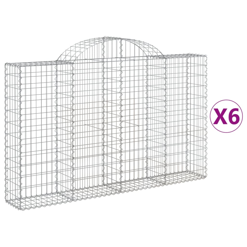 VidaXL Gabionen 6 Stück gebogen 200x30x120 140 cm Eisen