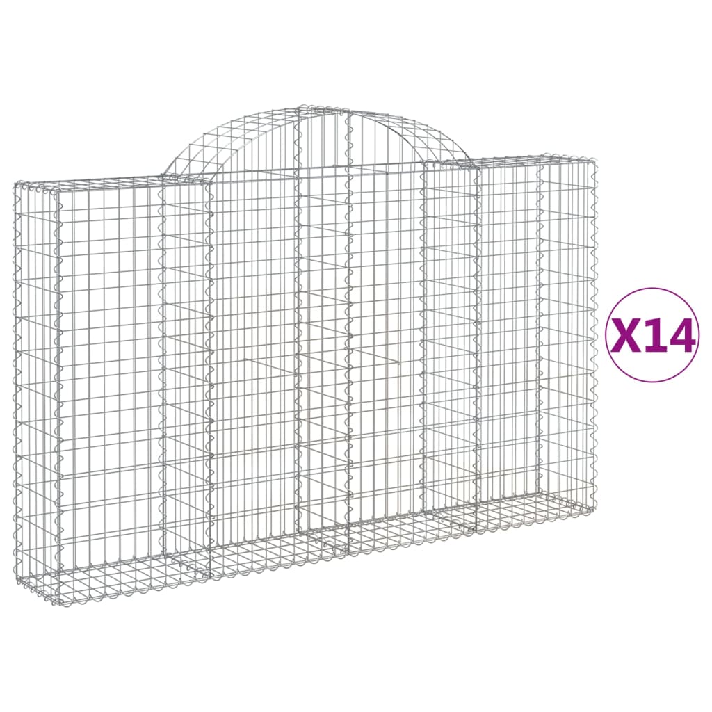 VidaXL Gabionen 14 Stück gebogen 200x30x120 140 cm Eisen