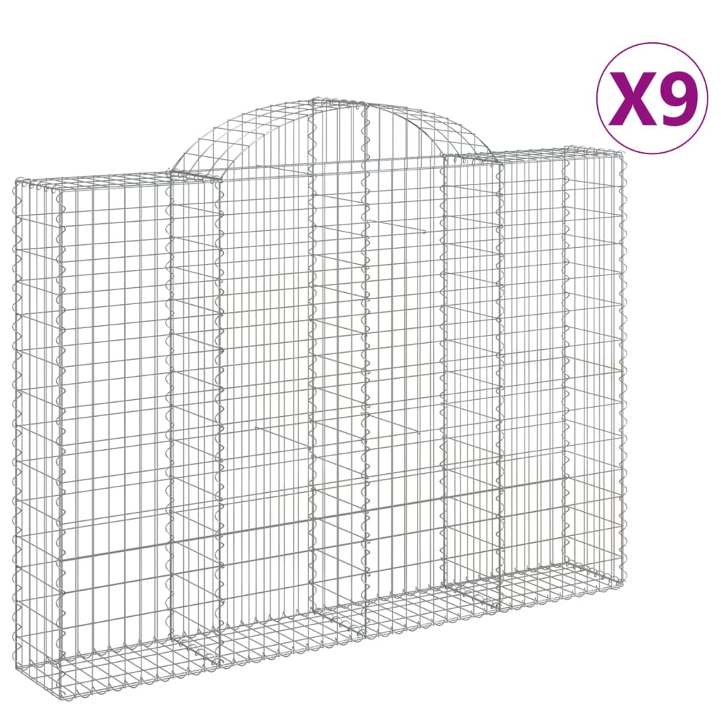 VidaXL Gabionen 9 Stück gebogen 200x30x140 160 cm Eisen