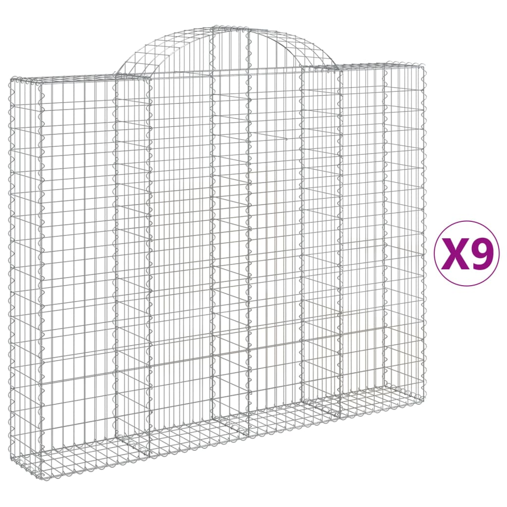 VidaXL Gabionen 9 Stück gebogen 200x30x160 180 cm Eisen