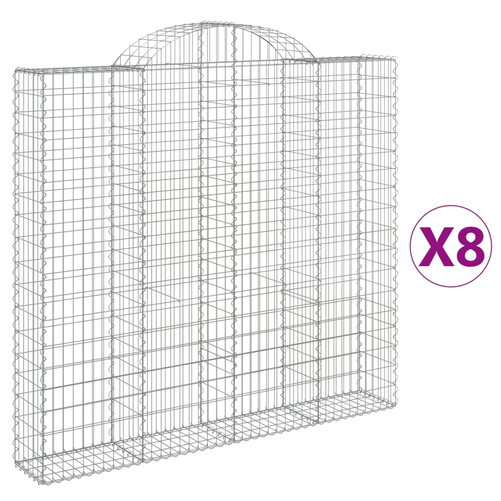 VidaXL Gabionen 8 Stück gebogen 200x30x180 200 cm Eisen