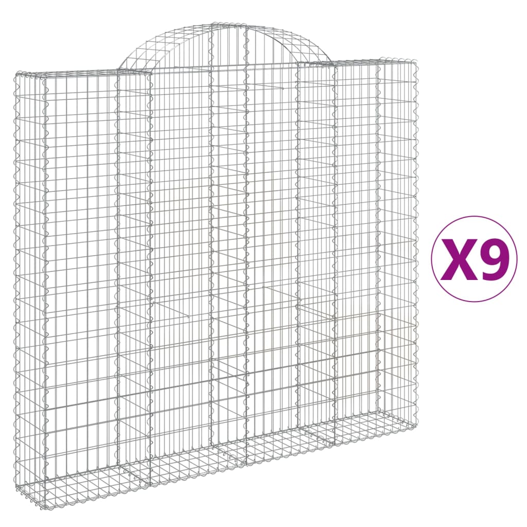 VidaXL Gabionen 9 Stück gebogen 200x30x180 200 cm Eisen