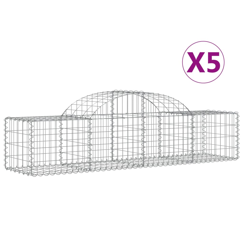 VidaXL Gabionen 5 Stück gebogen 200x50x40 60 cm verzinktes Eisen