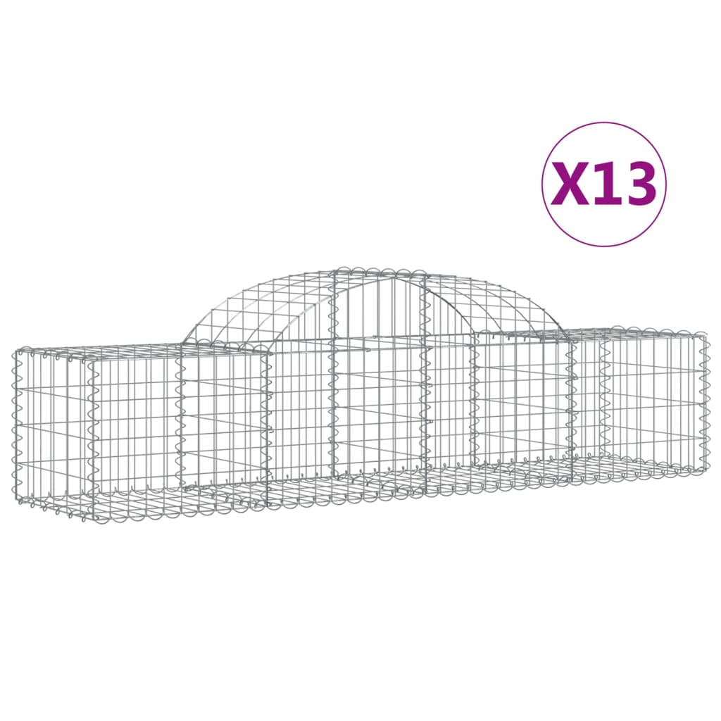 VidaXL Gabionen 13 Stück gebogen 200x50x40 60 cm verzinktes Eisen