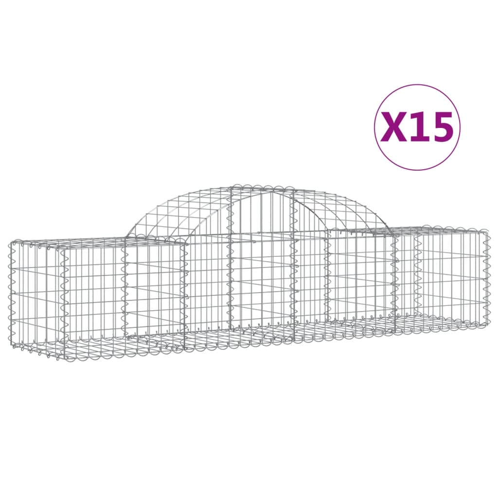 VidaXL Gabionen 15 Stück gebogen 200x50x40 60 cm verzinktes Eisen