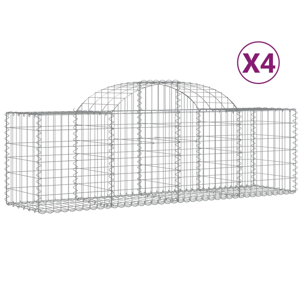 VidaXL Gabionen 4 Stück gebogen 200x50x60 80 cm verzinktes Eisen