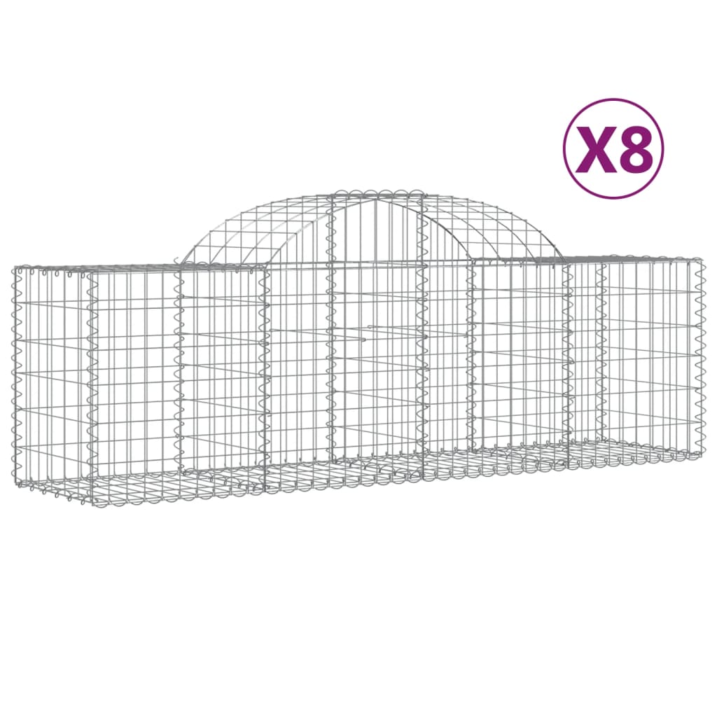 VidaXL Gabionen 8 Stück gebogen 200x50x60 80 cm verzinktes Eisen