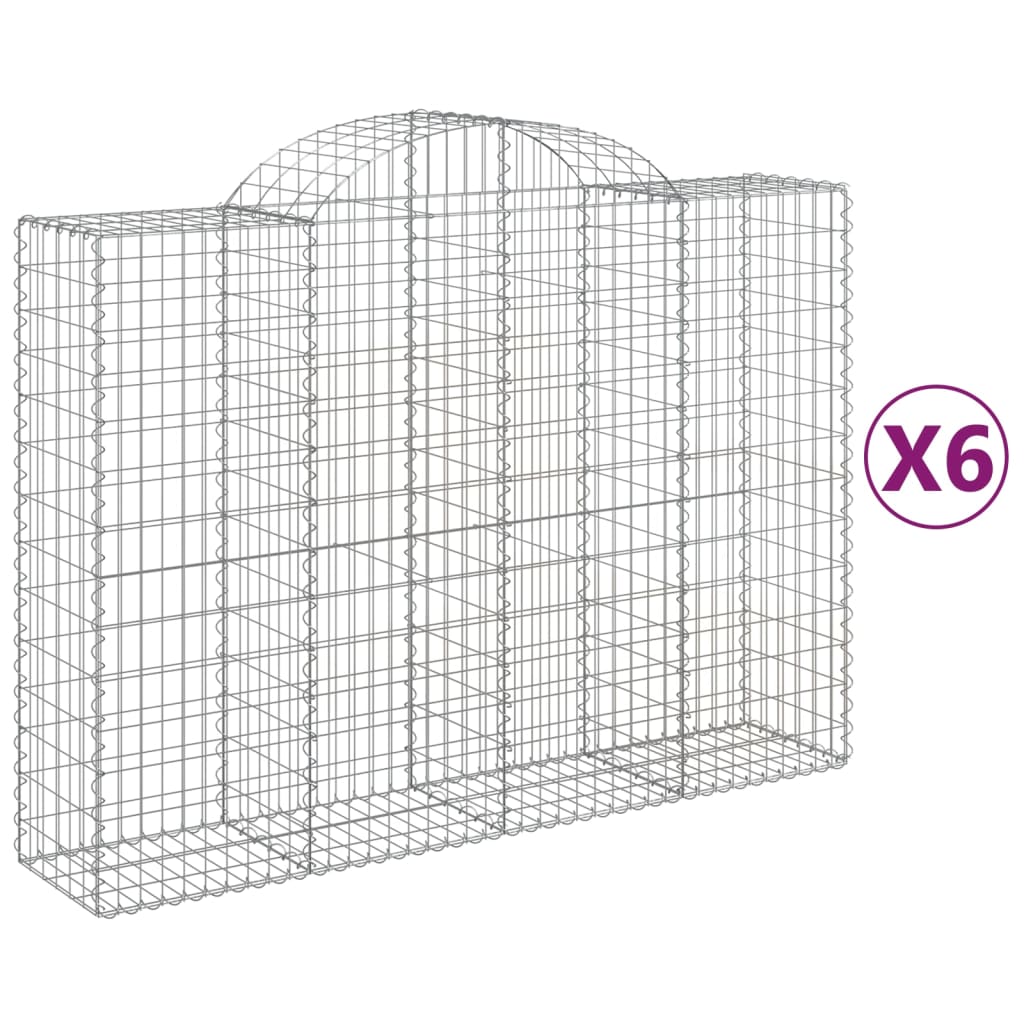 VidaXL Gabionen 6 Stück gebogen 200x50x140 160 cm Eisen