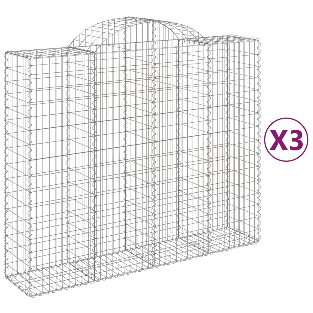 VidaXL Gabionen 3 Stück gebogen 200x50x160 180 cm Eisen