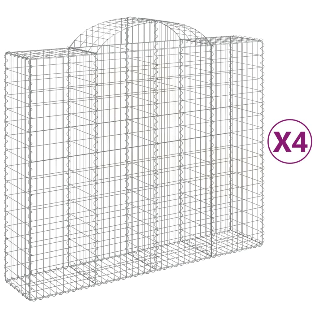 VidaXL Gabionen 4 Stück gebogen 200x50x160 180 cm Eisen