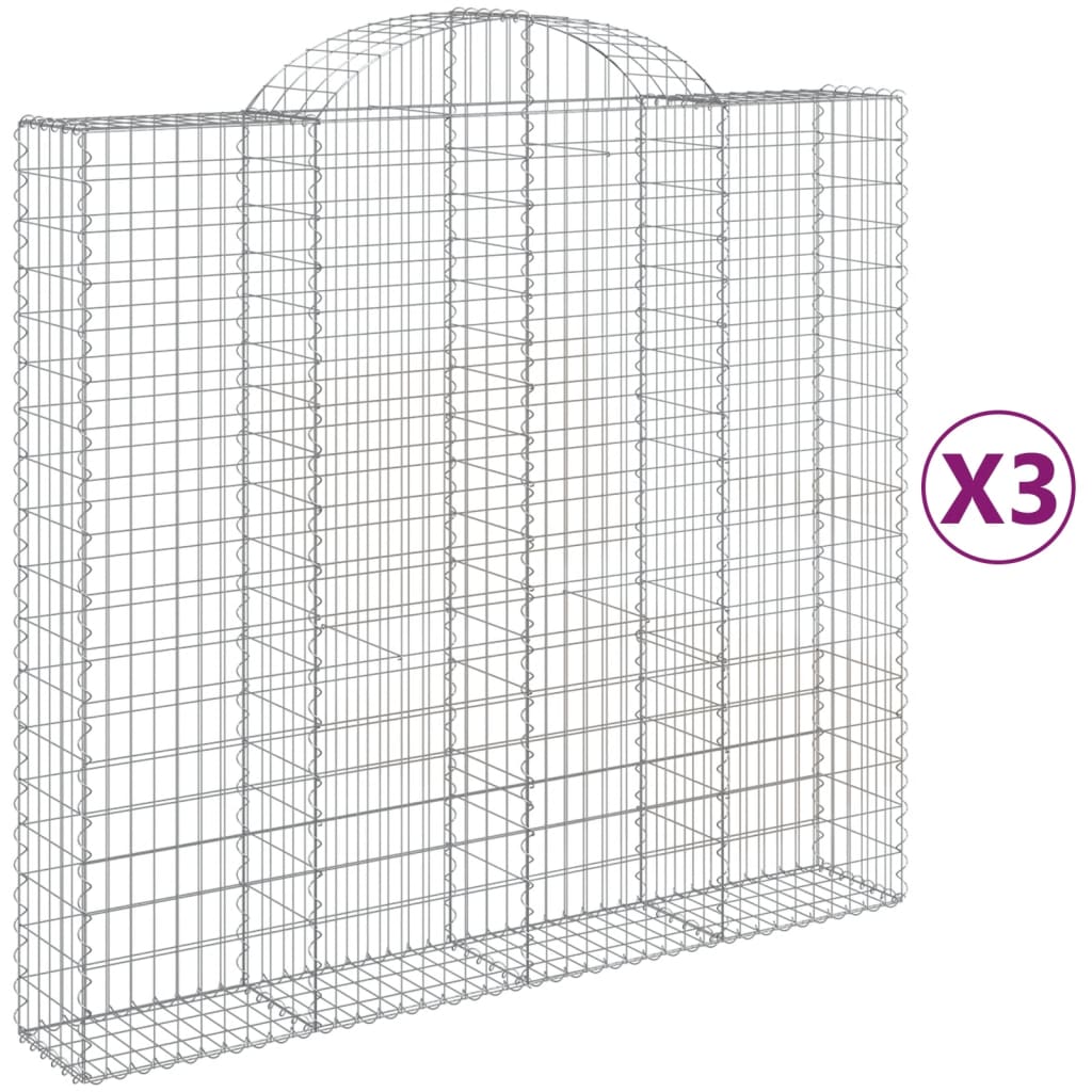 VidaXL Gabionen 3 Stück gebogen 200x50x180 200 cm Eisen