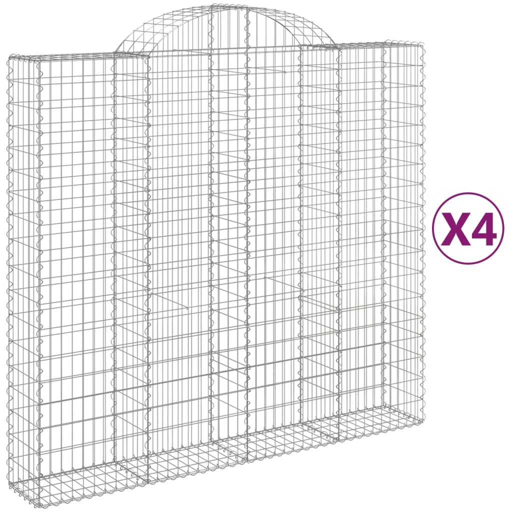 VidaXL Gabionen 4 Stück gebogen 200x50x180 200 cm Eisen