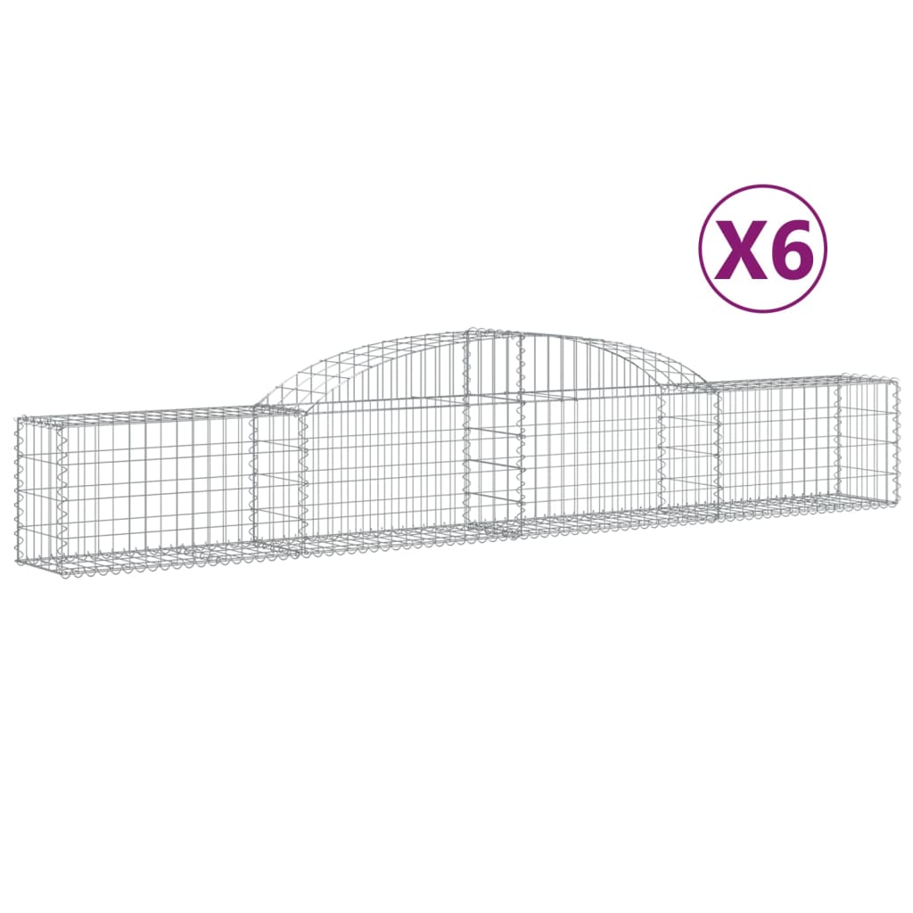 VidaXL Gabionen 6 Stück gebogen 300x30x40 60 cm verzinktes Eisen