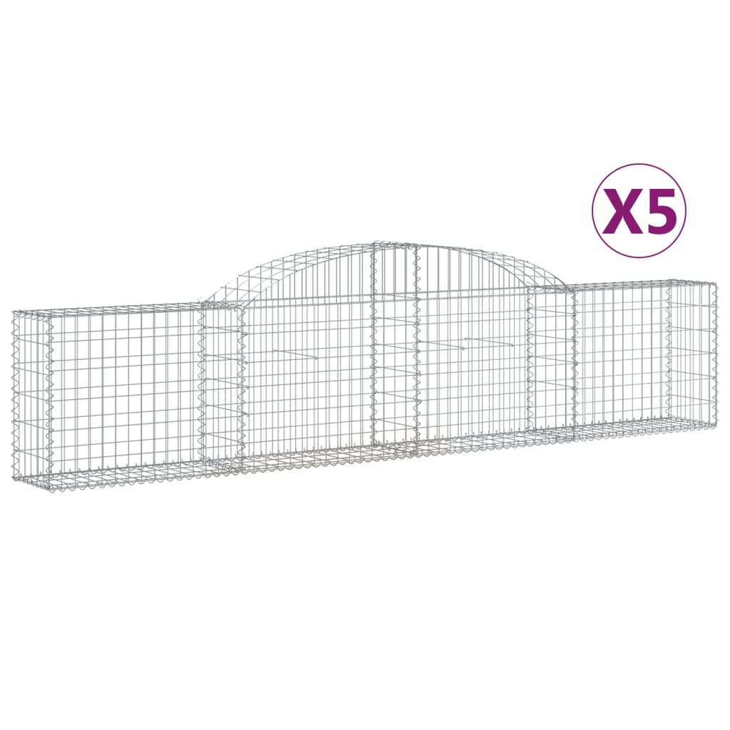 VidaXL Gabionen 5 Stück gebogen 300x30x60 80 cm verzinktes Eisen