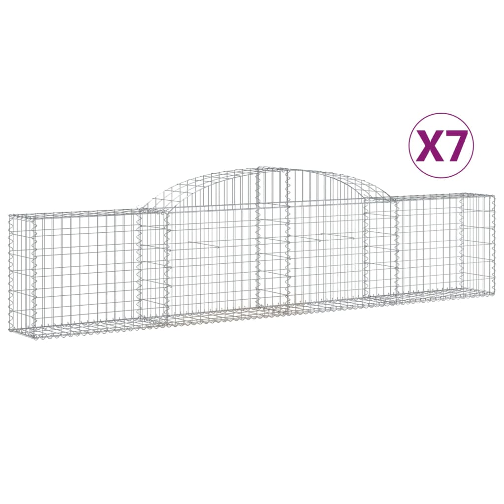 VidaXL Gabionen 7 Stück gebogen 300x30x60 80 cm verzinktes Eisen