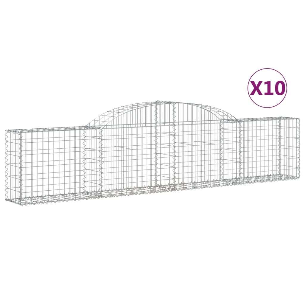 VidaXL Gabionen 10 Stück gebogen 300x30x60 80 cm verzinktes Eisen