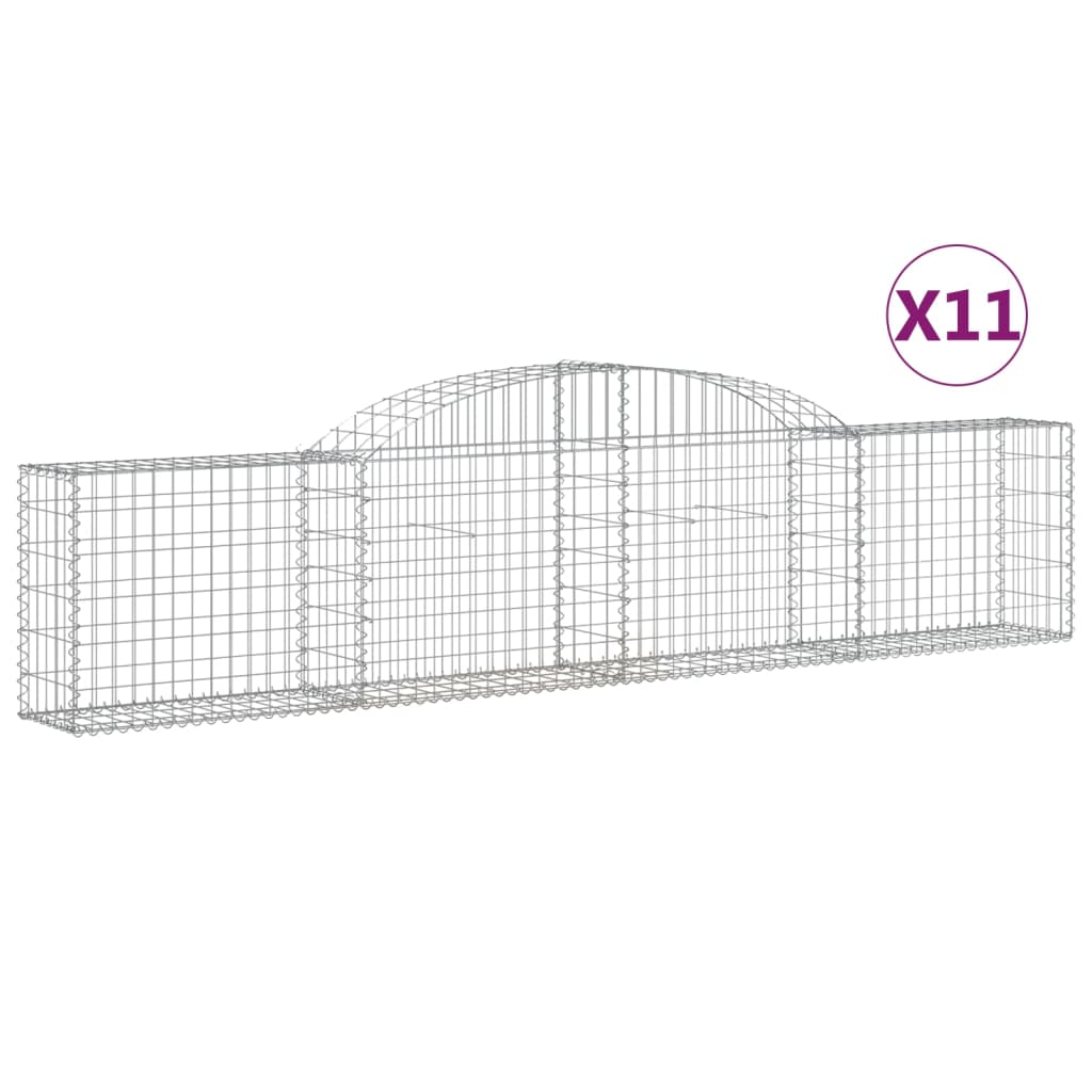 VidaXL Gabionen 11 Stück gebogen 300x30x60 80 cm verzinktes Eisen