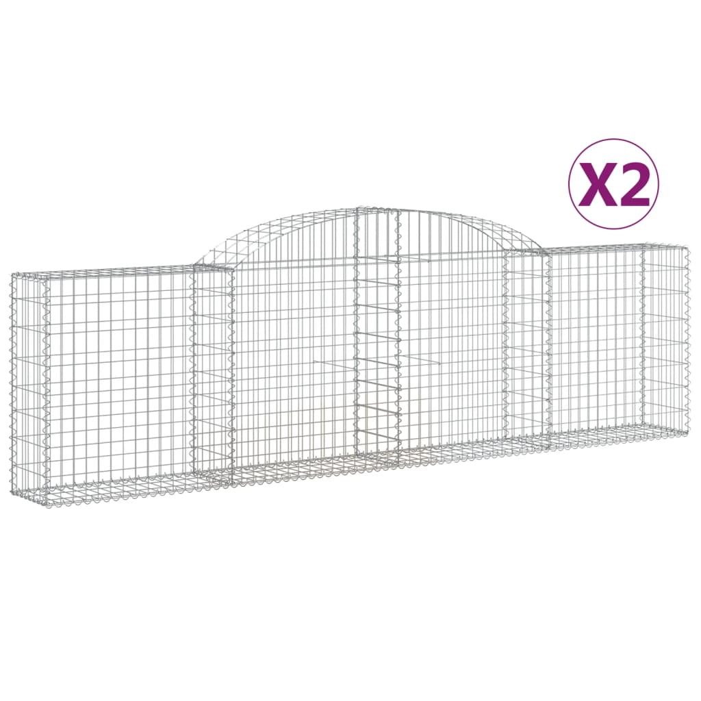 VidaXL Gabionen 2 Stück gebogen 300x30x80 100 cm verzinktes Eisen