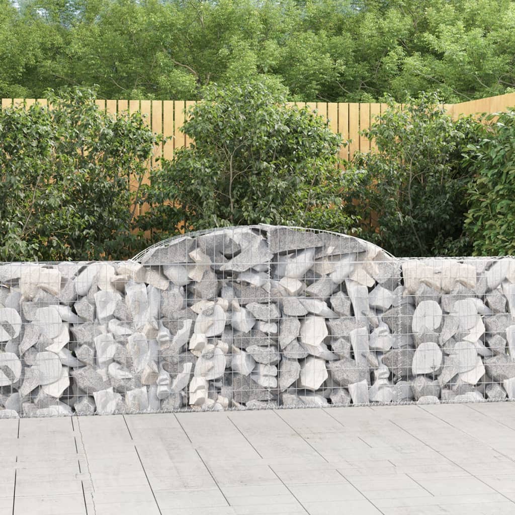 VidaXL Gabionen 6 Stück gebogen 300x30x80 100 cm verzinktes Eisen
