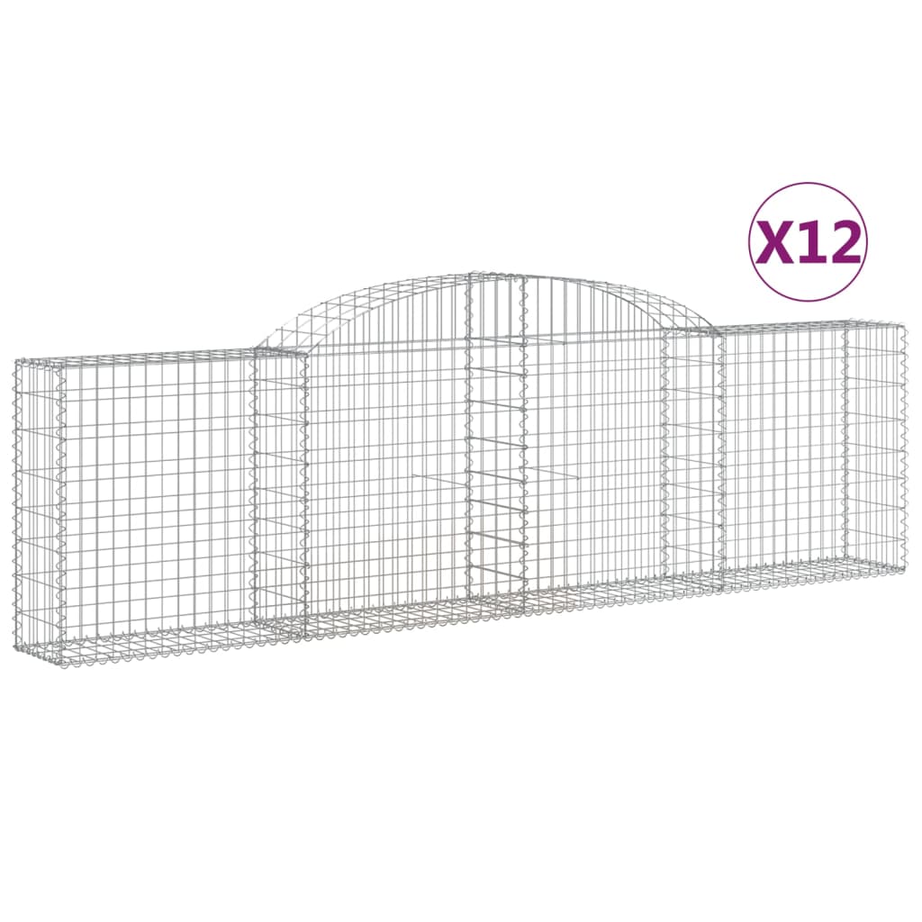 VidaXL Gabionen 12 Stück gebogen 300x30x80 100 cm Eisen