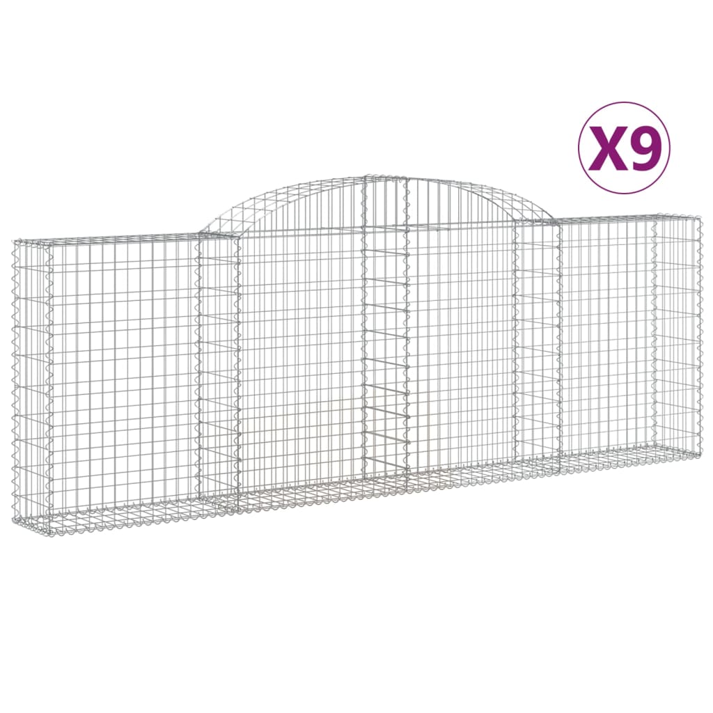 VidaXL Gabionen 9 Stück gebogen 300x30x100 120 cm Eisen