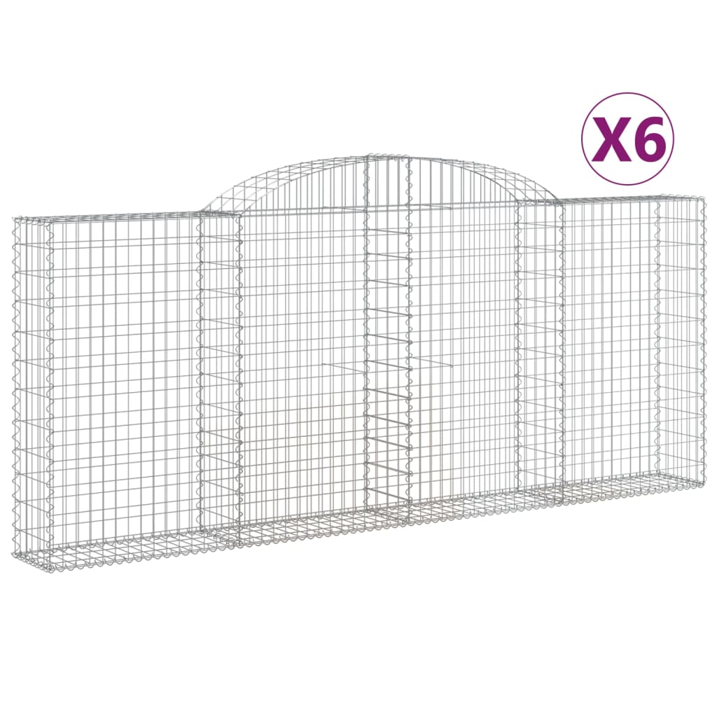 VidaXL Gabionen 6 Stück gebogen 300x30x120 140 cm Eisen